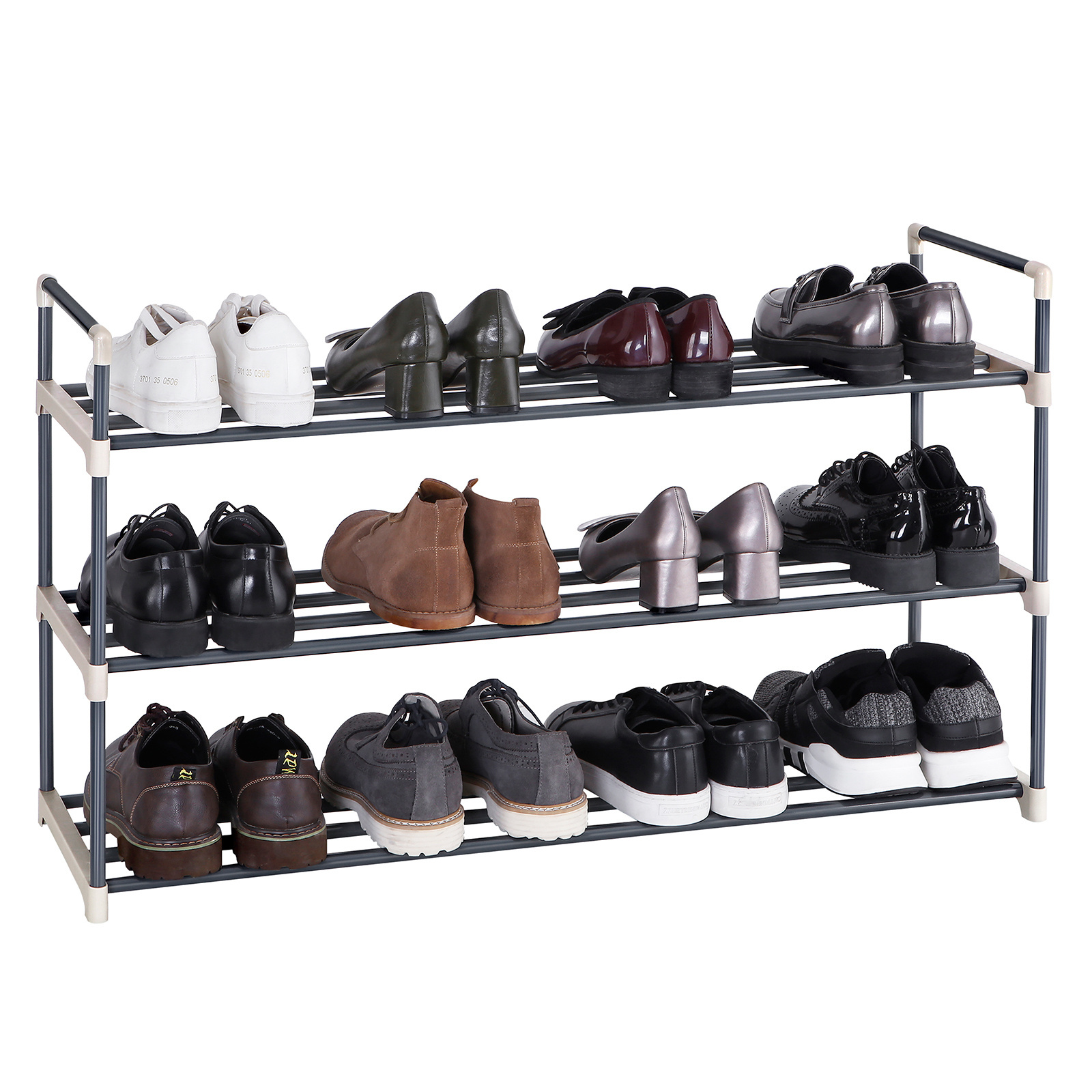 SONGMICS Hot Selling  3 Layer Extendable Metal Shoe Storage Organizer Shelf Carousel Revolving Wholesale Shoe Rack