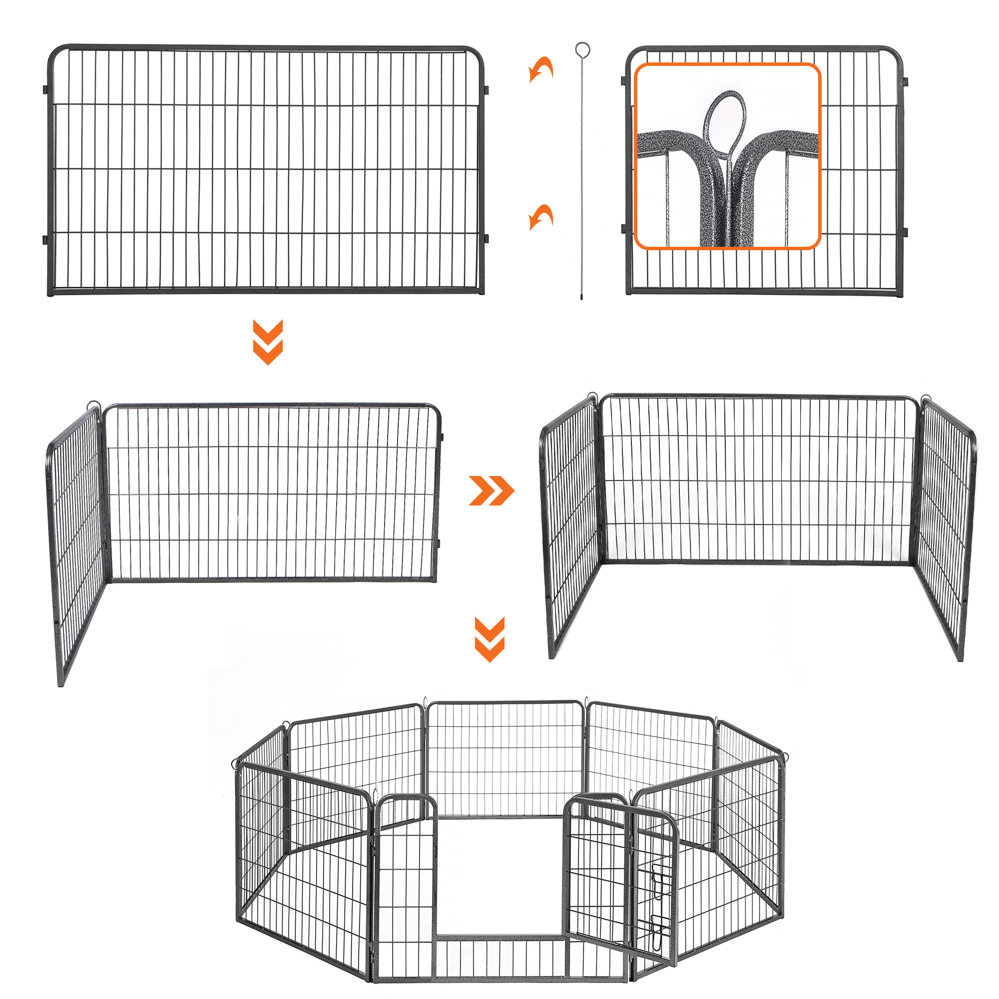 Feandrea Stackable Dog Kennels Indoor/Outdoor Multi Sizes Pet Cage Steel Easy Assemble Large Dog Crate