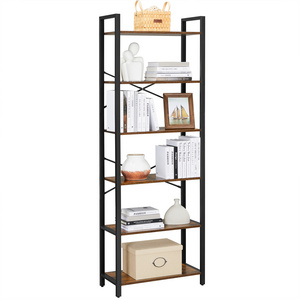 VASAGLE Living Room Display Shelf 6 tier Wooden Ladder Shelves Tall Free Stand Ladder Bookcase