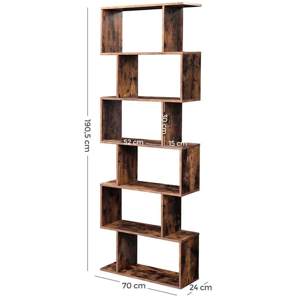 5VASAGLE Cube Display Shelf and Room Divider, Freestanding Decorative Storage Shelving, 6-Tier Bookshelf, Rustic Wooden Bookcase