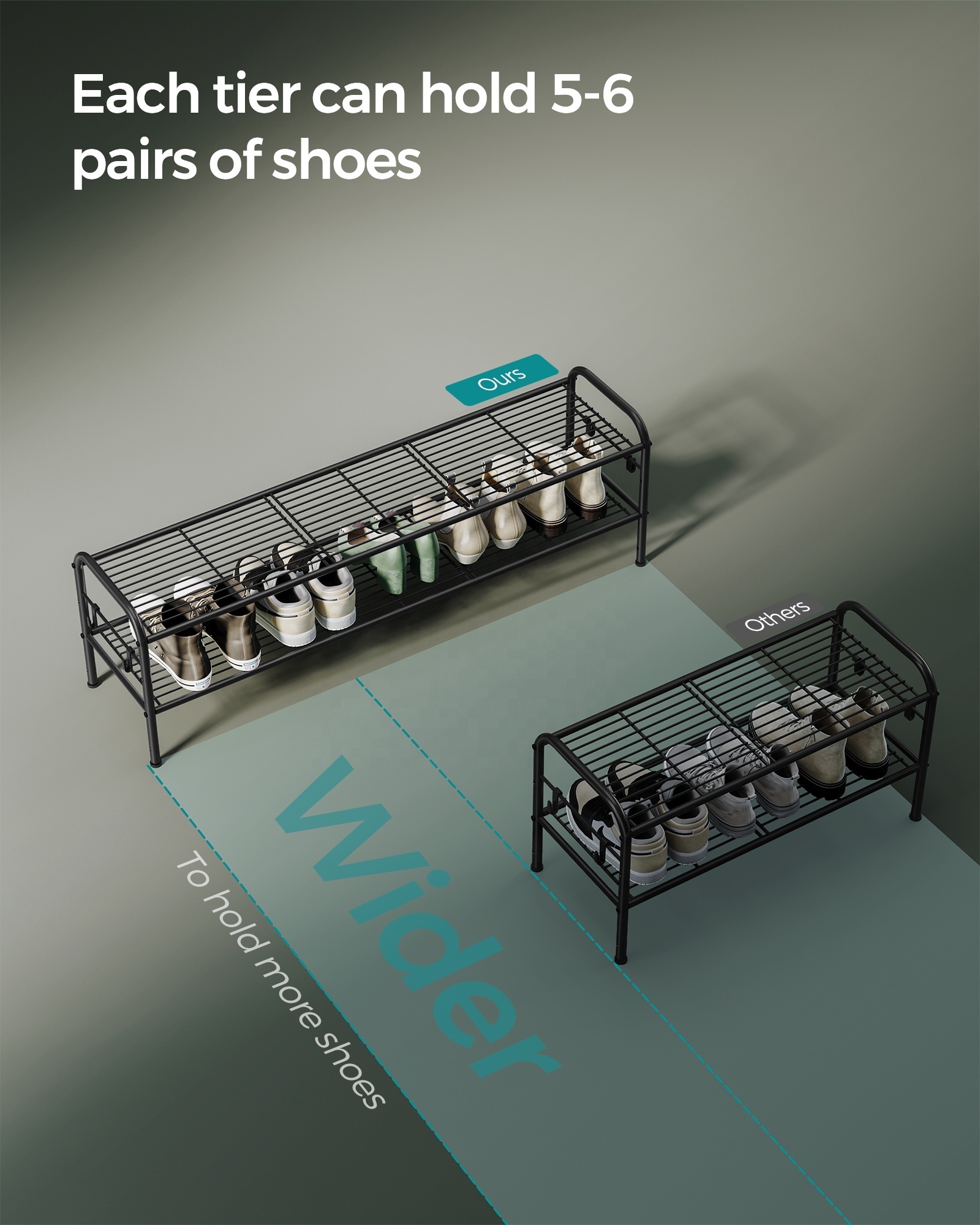 SONGMICS entry way shoe rack shelves for shoes in the house shoes organizer rack