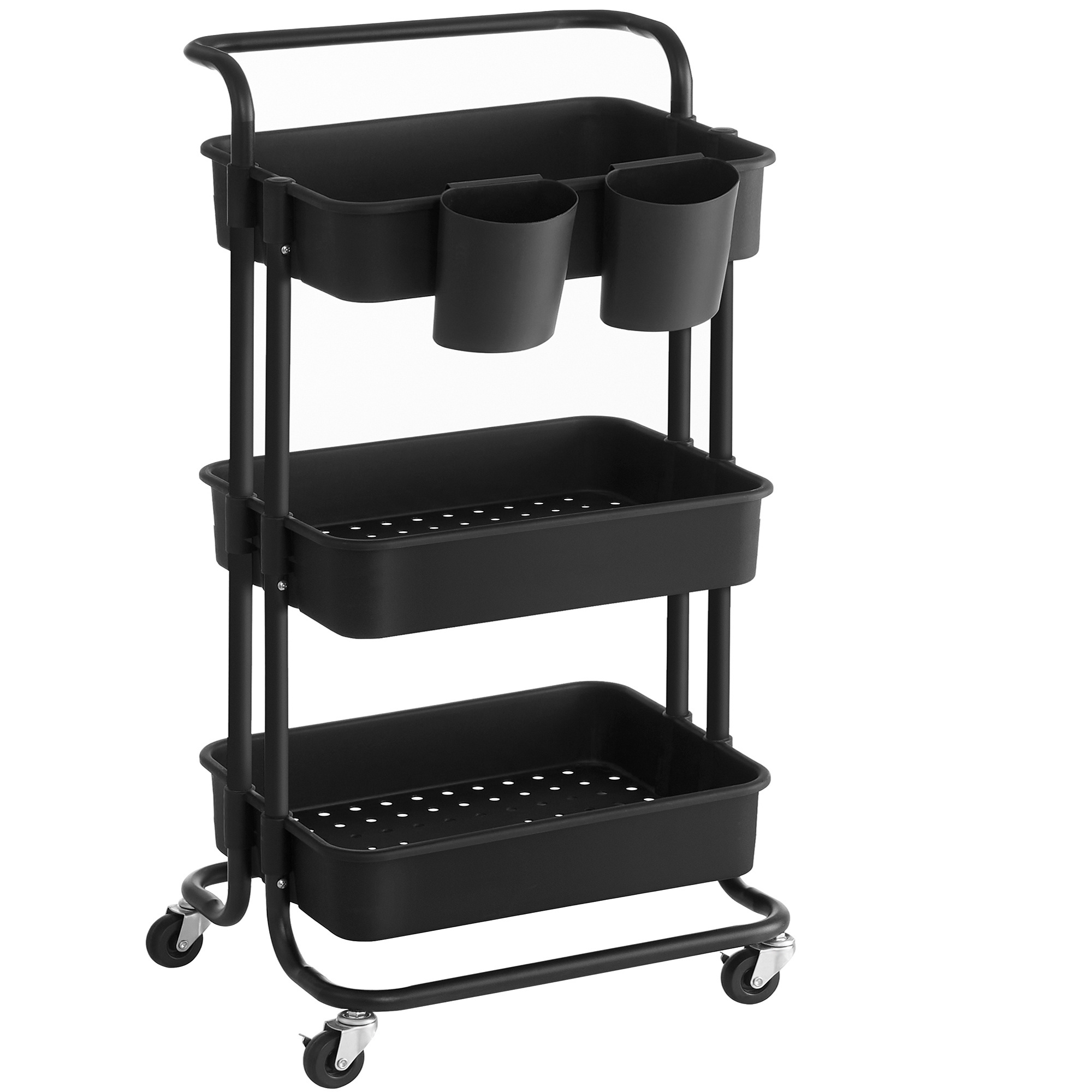 SONGMICS 3-Tier Hot Sale Modern Metal Rolling Storage Rack Kitchen Serving Trolley Cart for restaurant