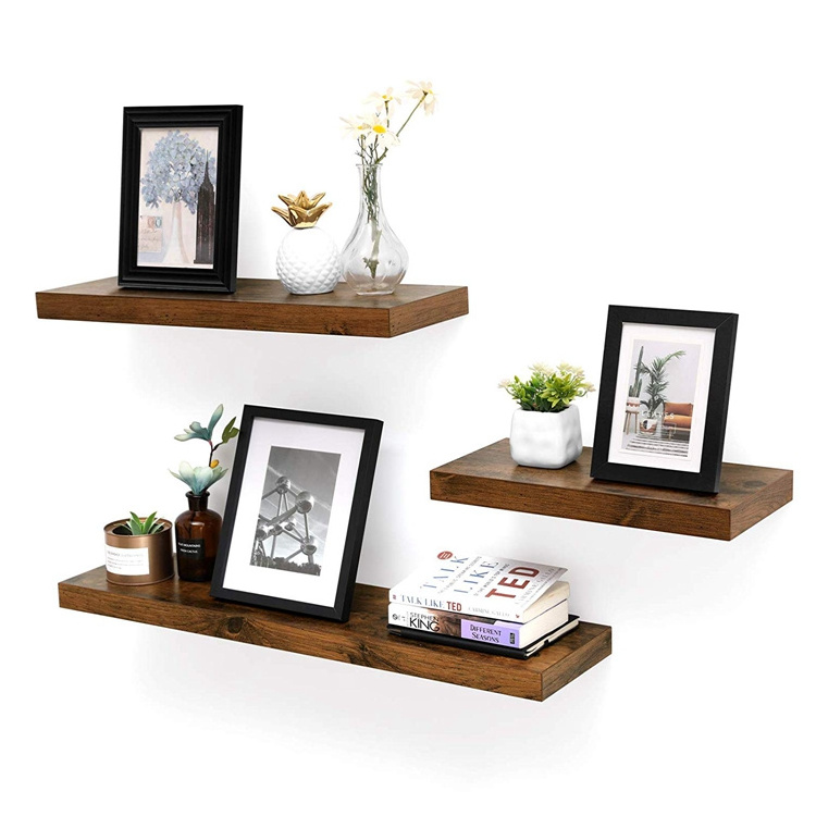 VASAGLE Floating Shelf Bookshelf Wall Mounted Decor Wooden Shelf Display Storage MDF Rustic Brown 40cm Wall Shelf for decoration