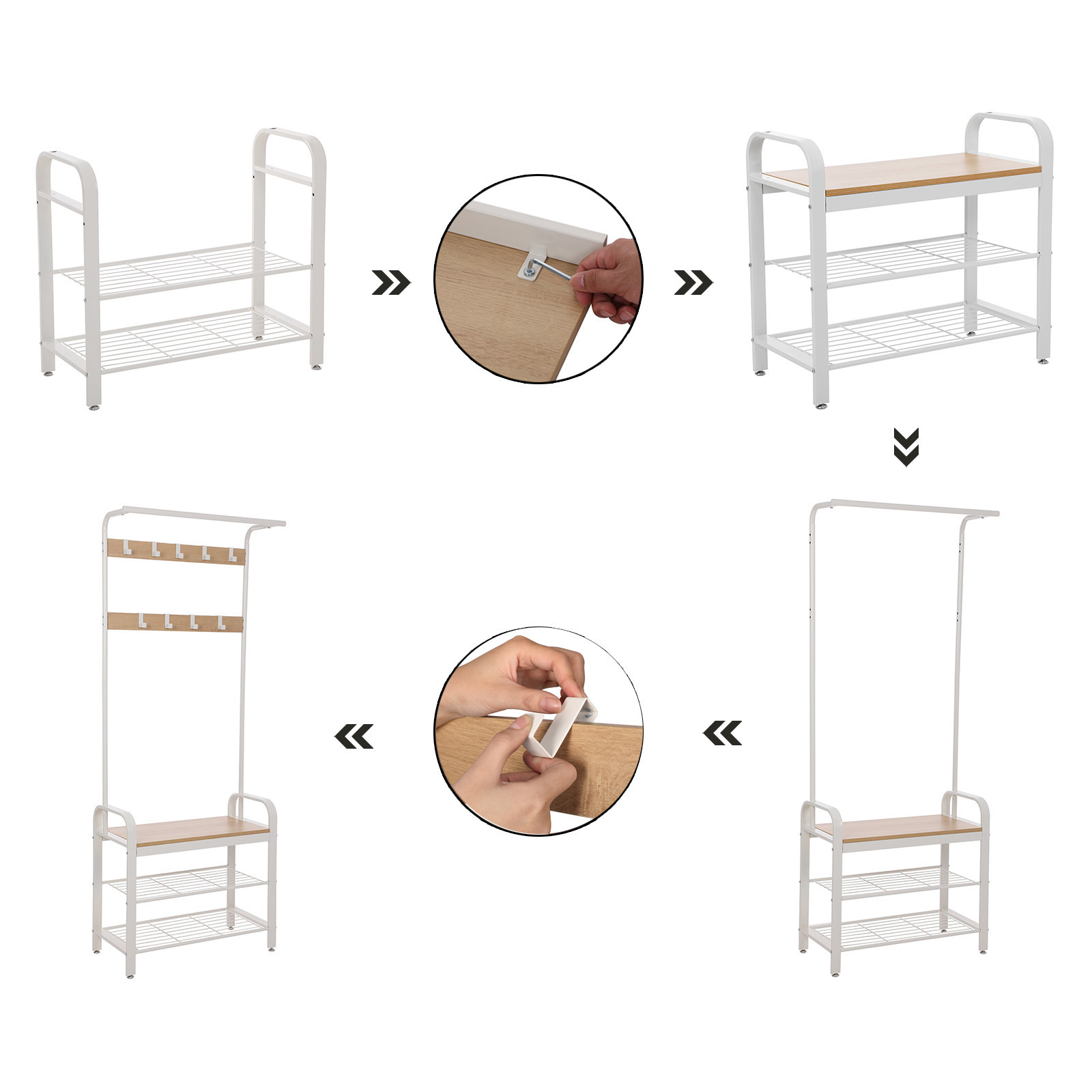 Super September Wholesale Modern entryway hall tree with storage bench metal coat stand coat rack with shoe rack