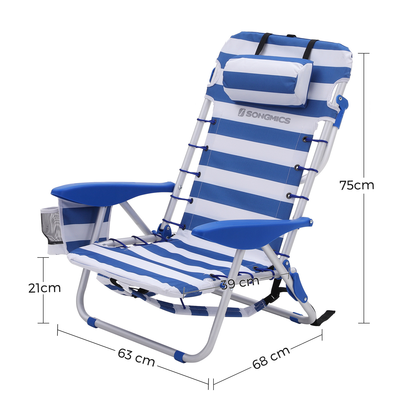 SONGMICS Wholesale portable Outdoor Aluminum Beach Lounge Chair Recliner low seat foldable backpack beach chairs