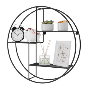 SONGMICS European modern Metal round shape Floating  Wall Mounted Display Shelf steel Craft Decorative Wall Shelf