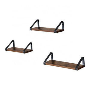 VASAGLE Living Room Bathroom Kitchen Industrial Rustic Brown Set of 3 Floating Shelf Wall Mounted Display Stand Wall Shelves