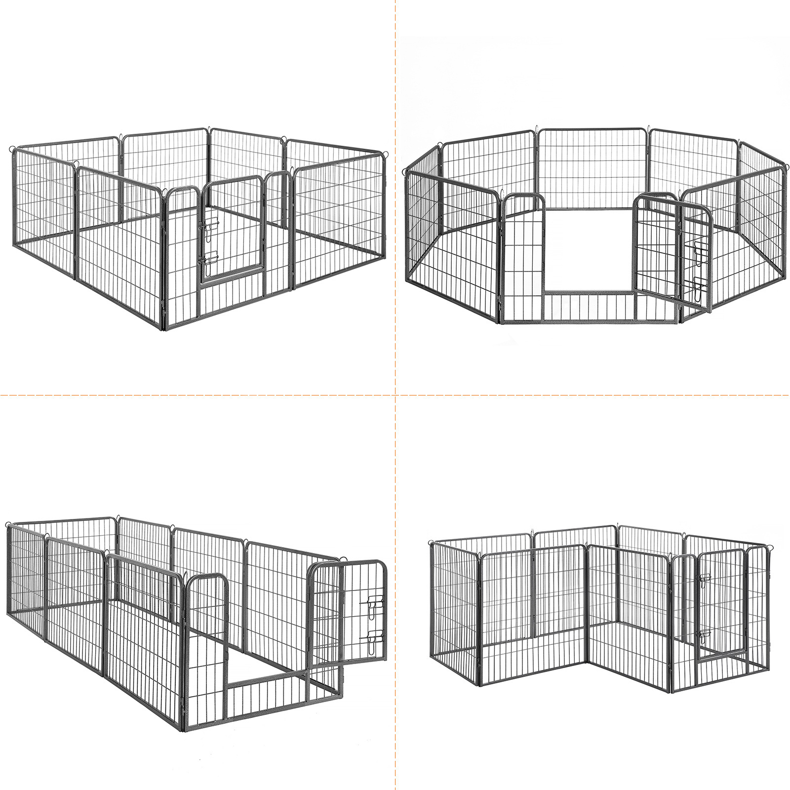 Feandrea Stackable Dog Kennels Indoor/Outdoor Multi Sizes Pet Cage Steel Easy Assemble Large Dog Crate