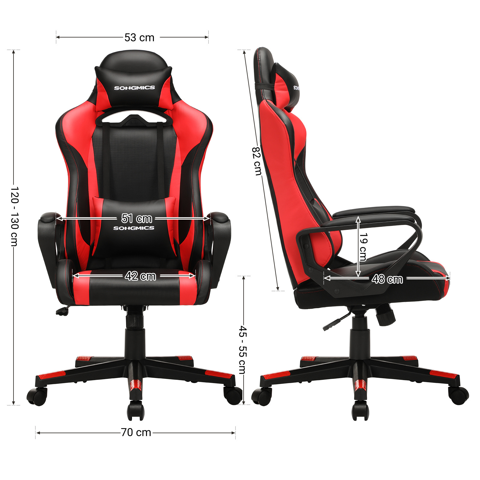 SONGMICS Wholesale Custom  PU Leather Office Adult Ergonomic RGB Racing Computer PC silla Gamer Gaming Chair For Sale