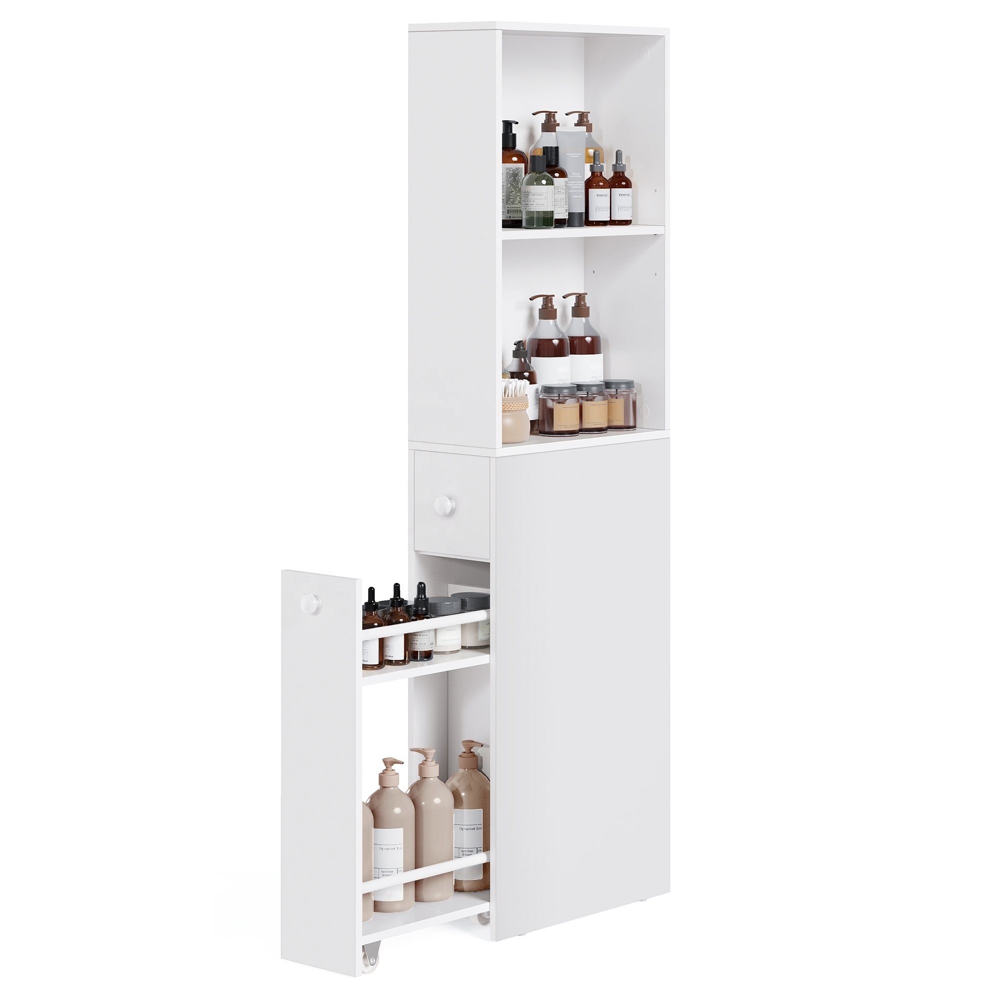 VASAGLE Freestanding Cabinet with Storage Drawers and Adjustable Shelf Modern Style Slim Bathroom Storage Cabinet