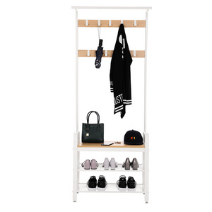 Super September Wholesale Modern entryway hall tree with storage bench metal coat stand coat rack with shoe rack