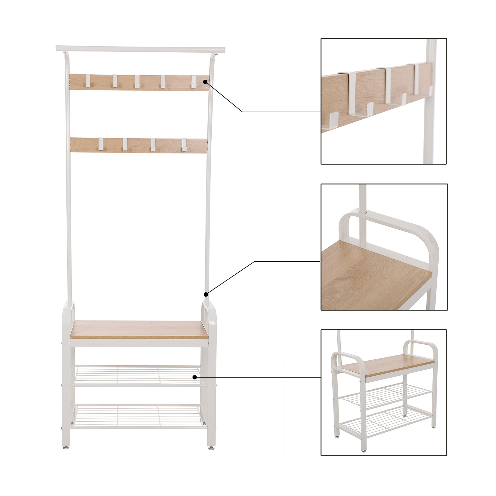 Super September Wholesale Modern entryway hall tree with storage bench metal coat stand coat rack with shoe rack