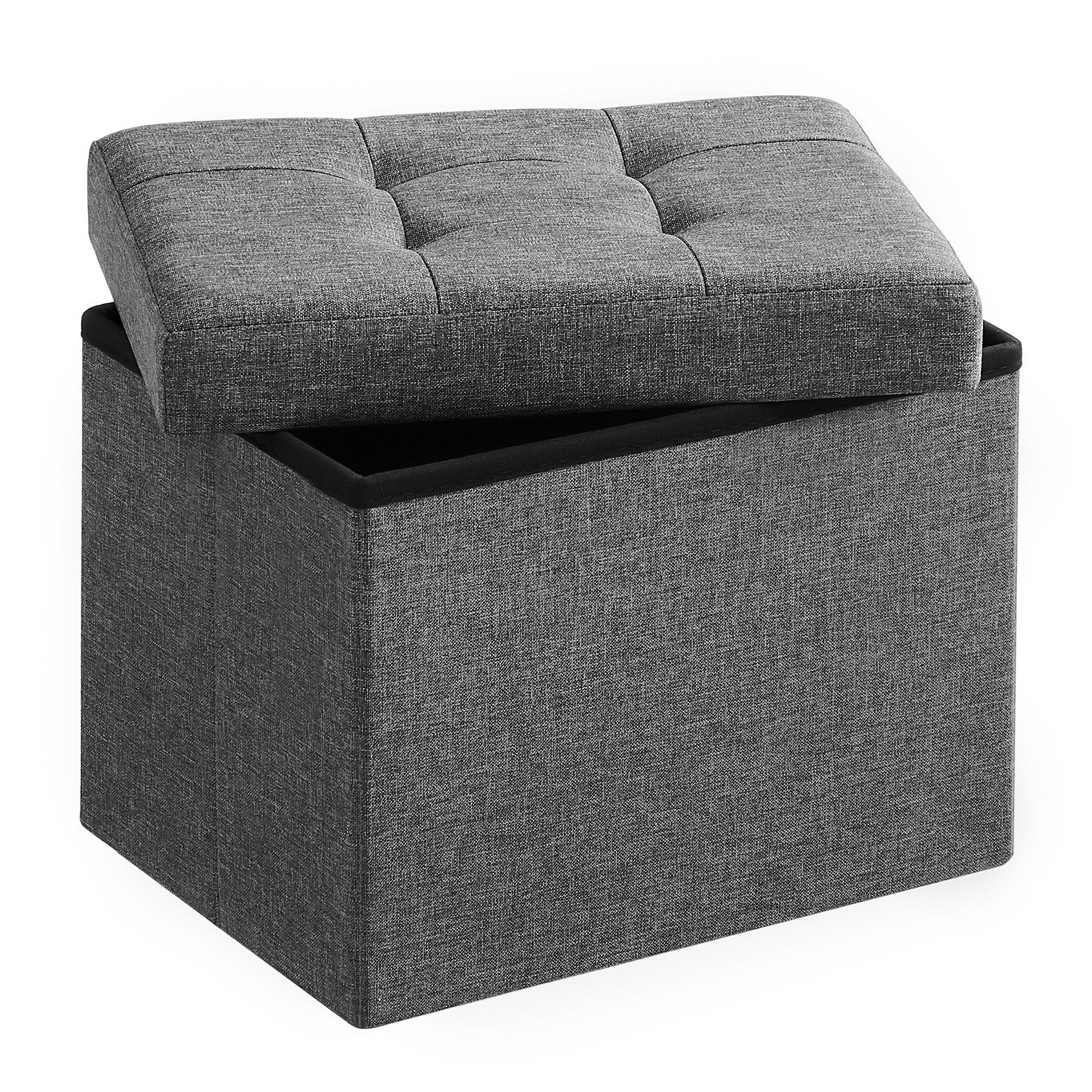 SONGMICS space save Sundries cube storage box pouf Ottoman bench Linen fabric square folding storage ottoman stool