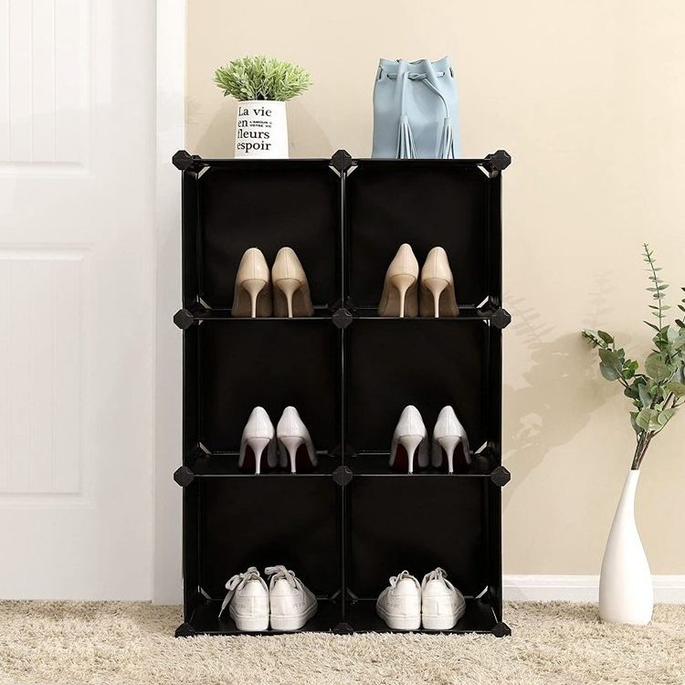 Bedroom Living room Office  6-Cube Closet Storage Shelves DIY Plastic Closet Cabinet Cube Storage Organizer