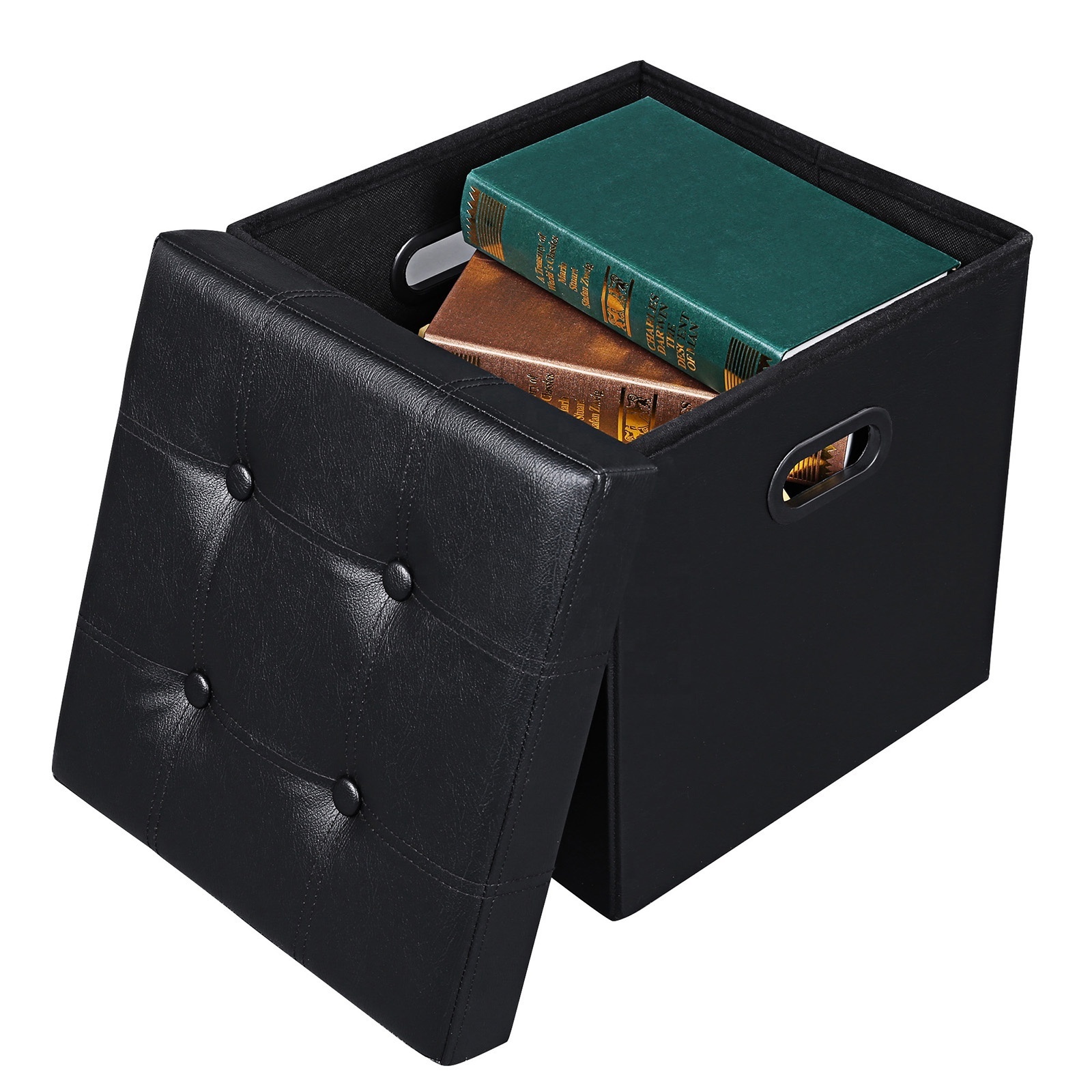 SONGMICS Wholesale Foldable Cube Storage Ottoman Multipurpose leather Footrest storage stool ottoman