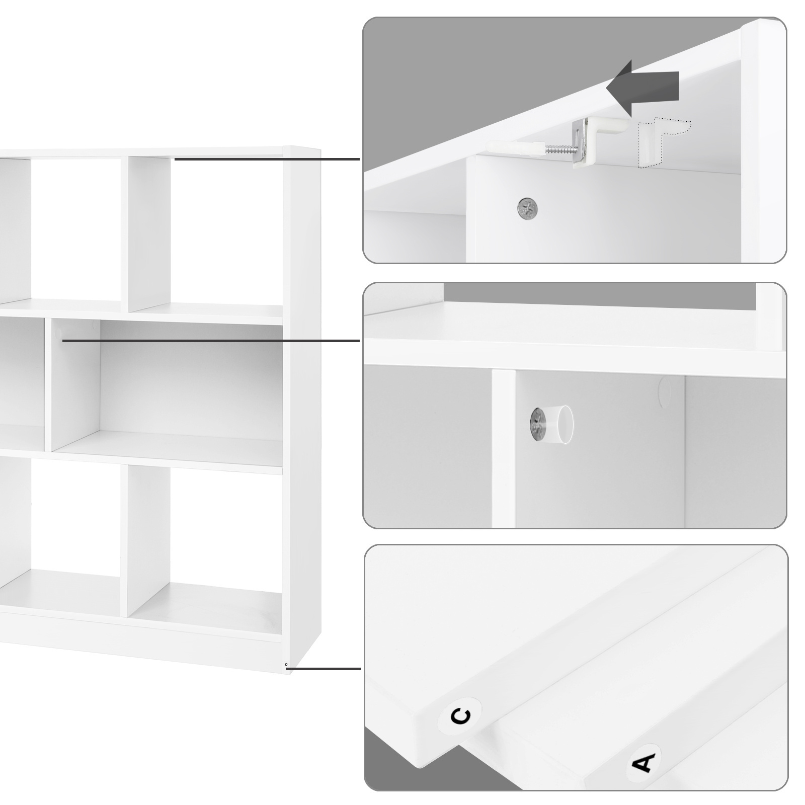 VASAGLE Freestanding Bookshelf with Open Shelves Modern Style Living Room Display Rack Bookcases