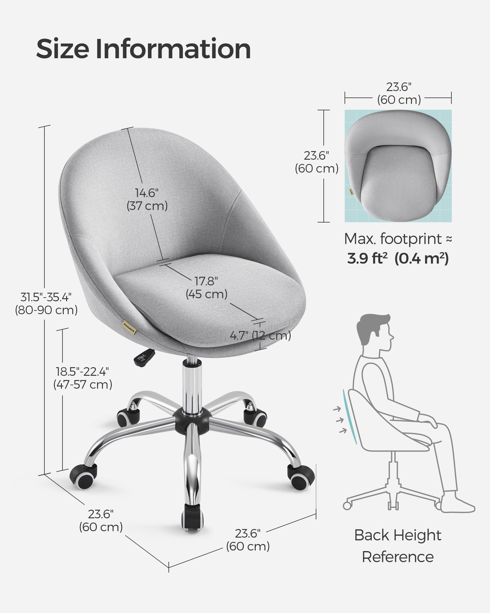 SONGMICS Ergonomic adjustable swivel chair Accent Computer Chairs Modern Home Office Chair