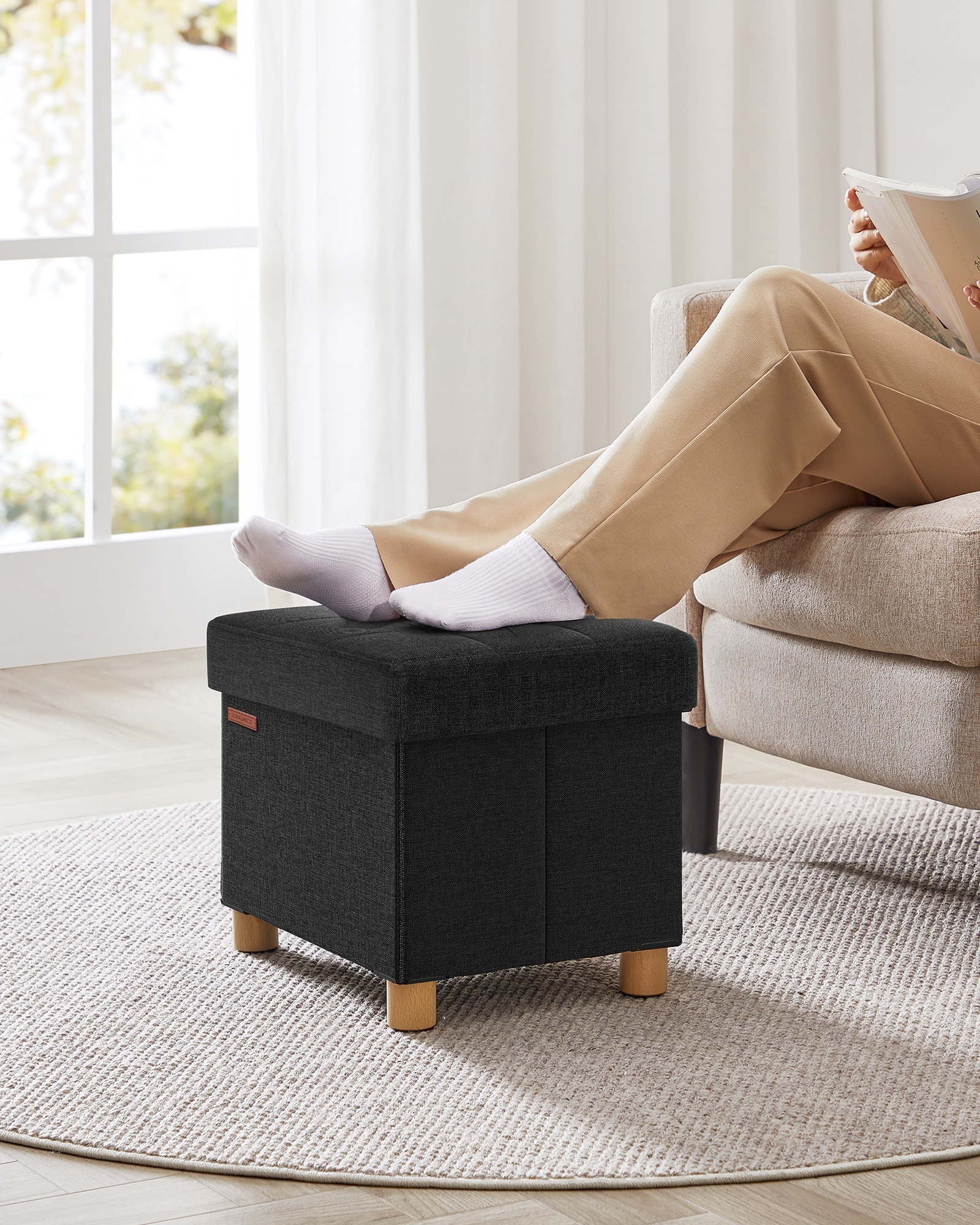 SONGMICS foldable storage ottoman cube Storage Ottoman Bench for Living Room Bedroom