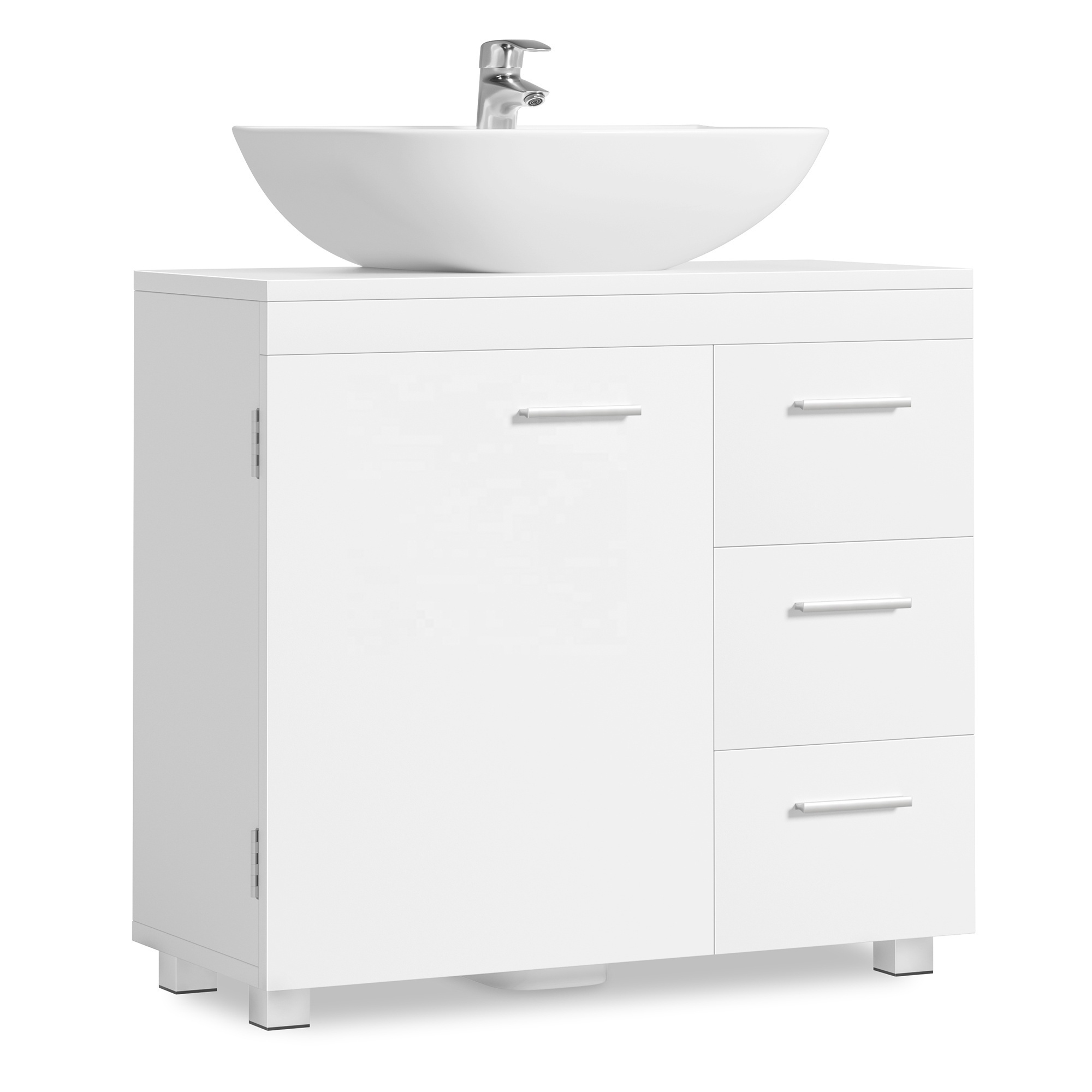 VASAGLE Storage Cabinet with 3 Drawers 2 Compartments for Washbasins Under Sink Bathroom Cabinet with Feet