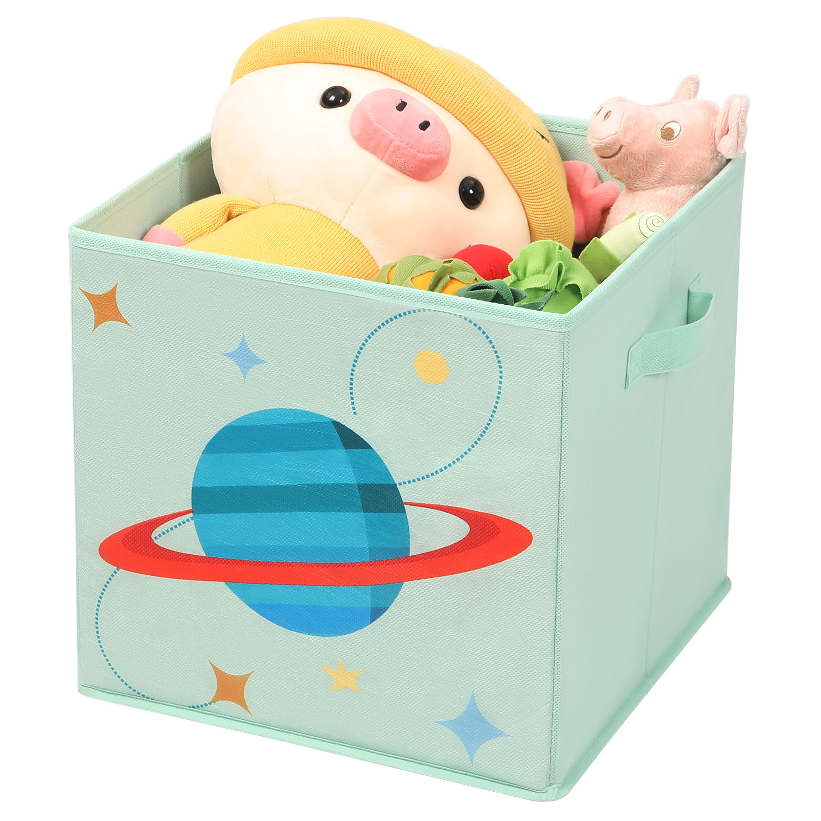 SONGMICS Cute Kids Toy Organizer baby Folding Storage Box Collapsible Fabric toys organizer storage with Animal Embroidery