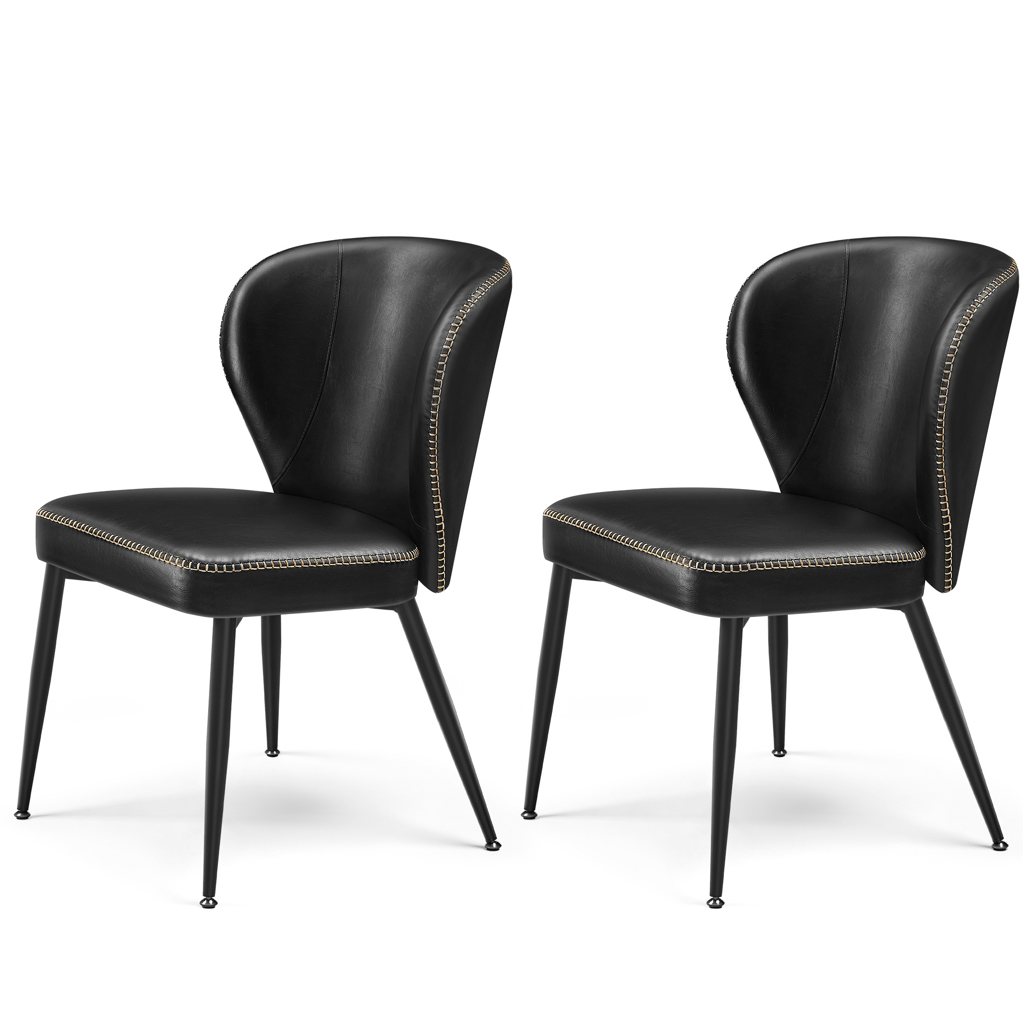 VASAGLE Wholesale Mid-Century Modern Dining Chair Set of 2  Upholstered Kitchen Chair black dining chairs