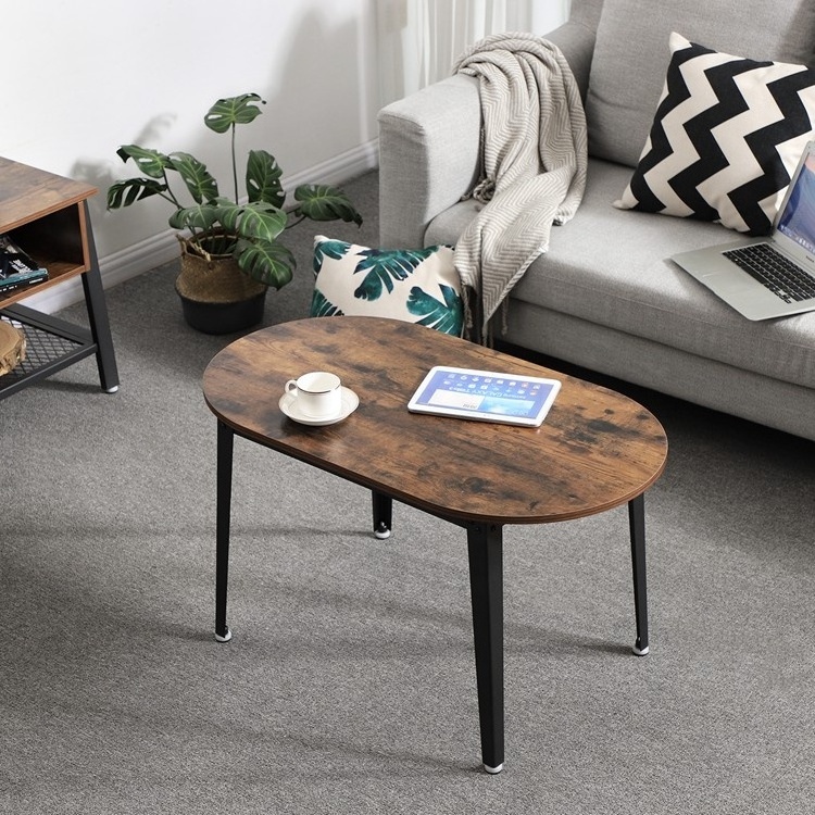 VASAGLE hot selling living room modern classical ancient simple centre antique industrial wood tea coffee table with metal leg