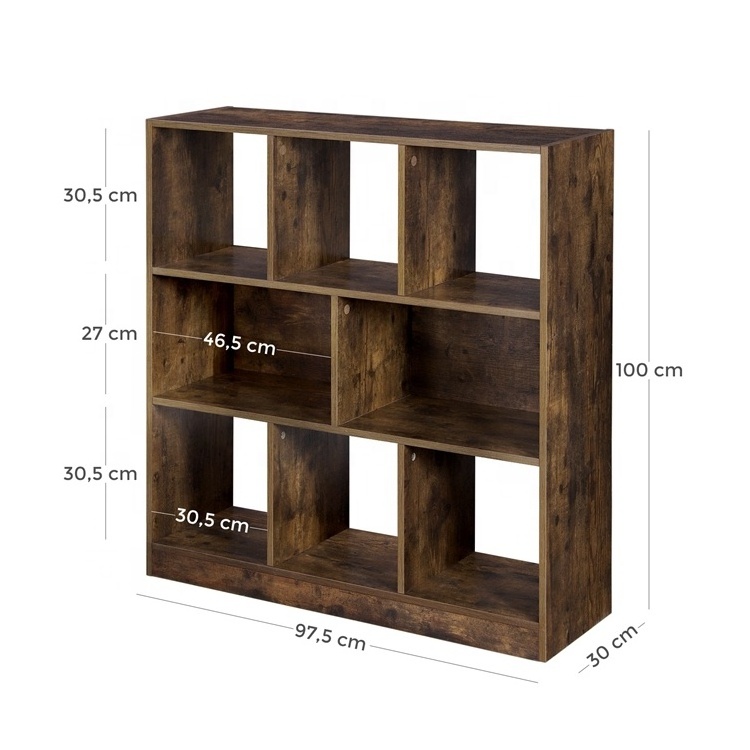 VASAGLE Wooden Bookcase with Open Cubes and Shelves Bookshelf Storage Unit and Display Cabinet