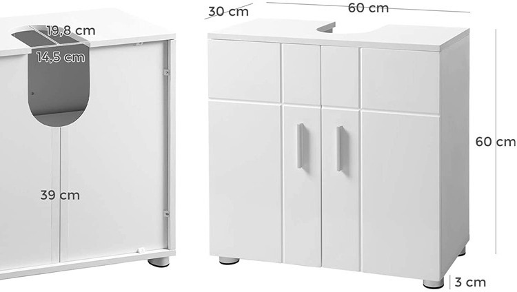 VASAGLE Under Sink Storage Cabinet Bathroom Vanity Basin Cabinet with Double Door Adjustable Shelf Feet Soft Close Hinges