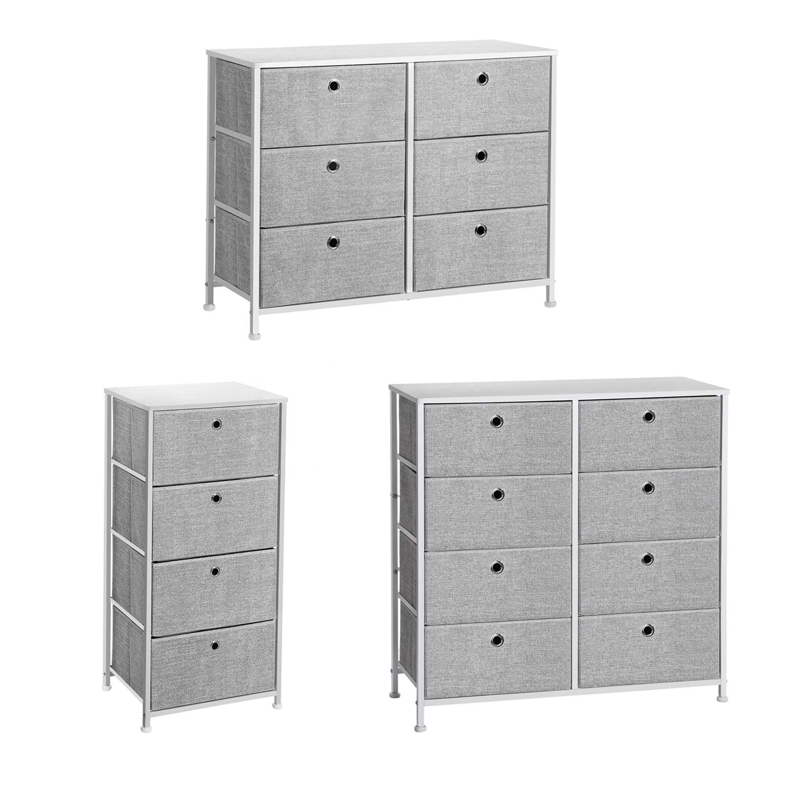 SONGMICS 4-Tier Storage Dresser with 8 Easy Pull Fabric Drawers Multi-Purpose Storage Cabinet  for Bedroom Closet Organizer