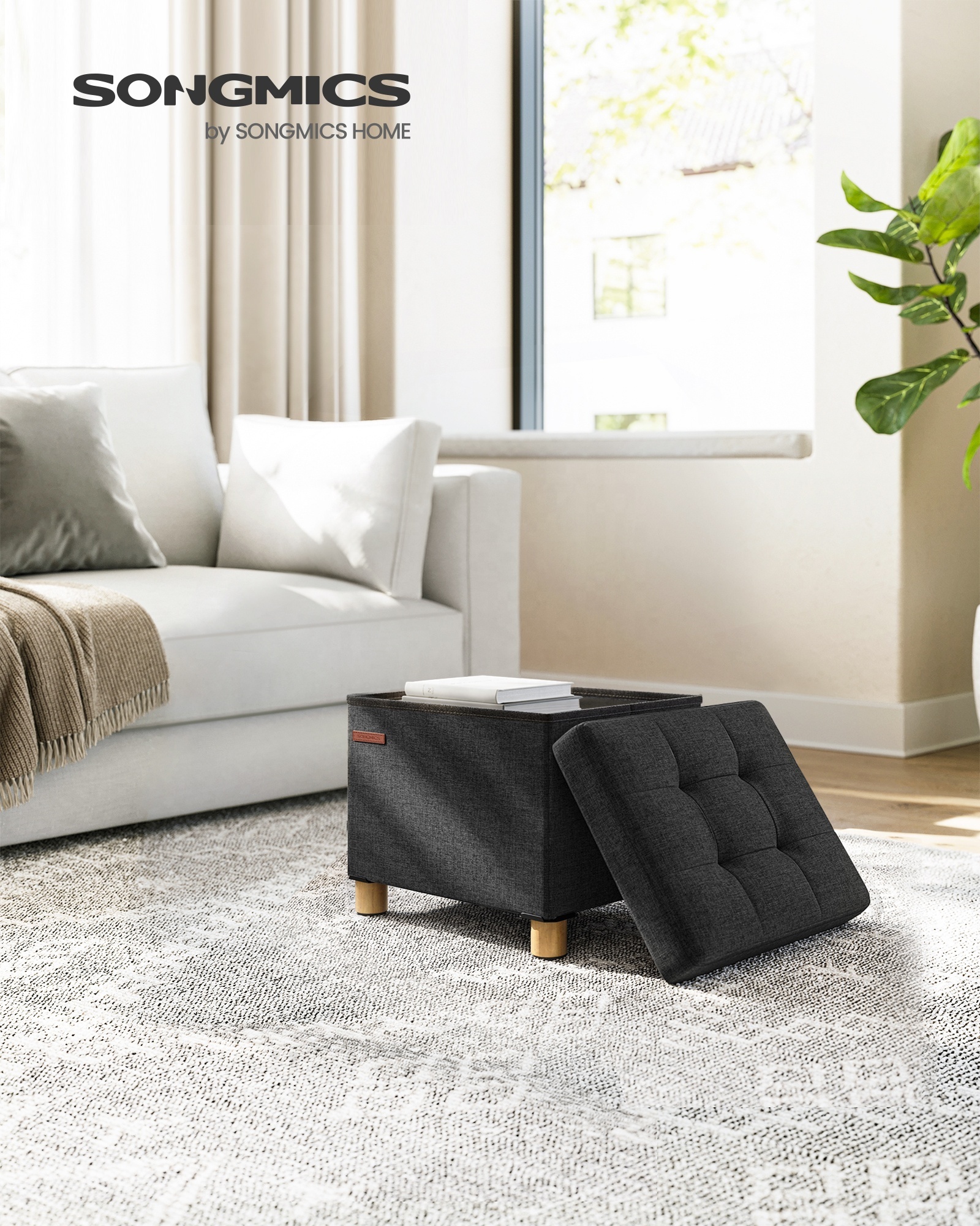 SONGMICS foldable storage ottoman cube Storage Ottoman Bench for Living Room Bedroom