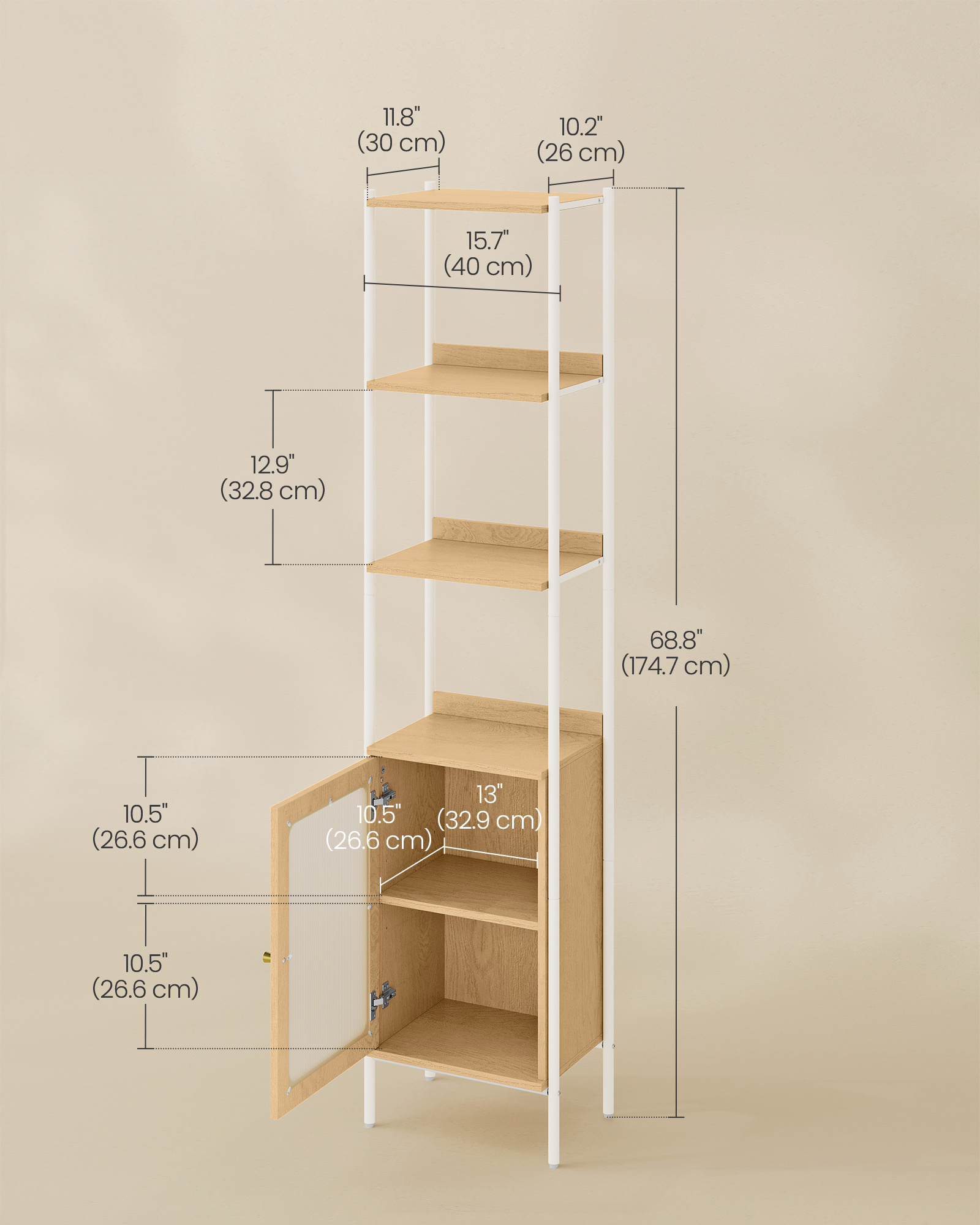 VASAGLE Slim Bookshelf with PC Door home storage book shelf wooden cabinets Simple Bookcase