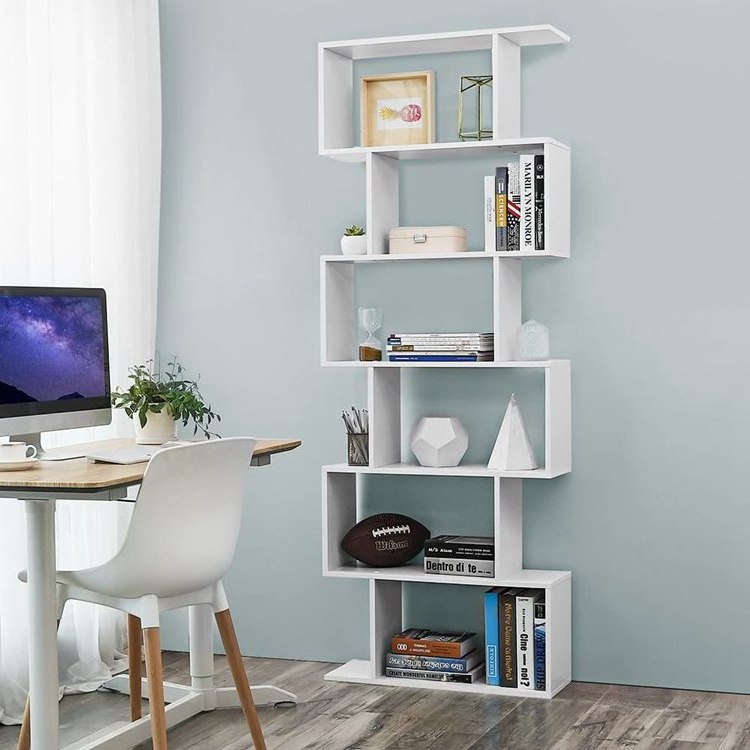 VASAGLE White Freestanding Shelving Unit Wooden Bookcase Cube Display Book Shelf 6-Tier Bookshelf