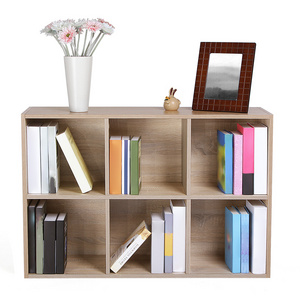 VASAGLE Wooden Bookshelf Shape Display Shelf Unit Shelf Rack Bookcase with 6 Compartments