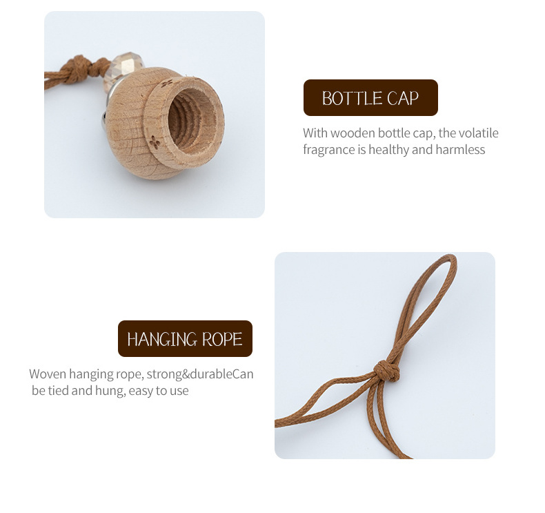 New Arrival 5Ml 8Ml 10Ml 15Ml Glass Wooden Cap Luxury Hanging Car Air Freshener Bottle Diffuser Car Custom Diffuser Bottle