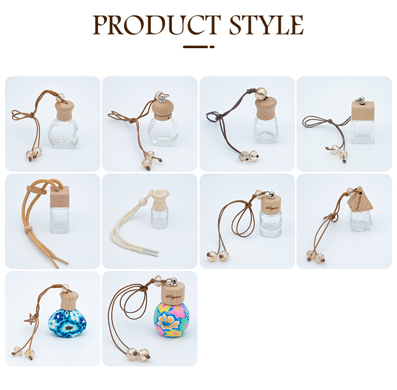 New Arrival 5Ml 8Ml 10Ml 15Ml Glass Wooden Cap Luxury Hanging Car Air Freshener Bottle Diffuser Car Custom Diffuser Bottle