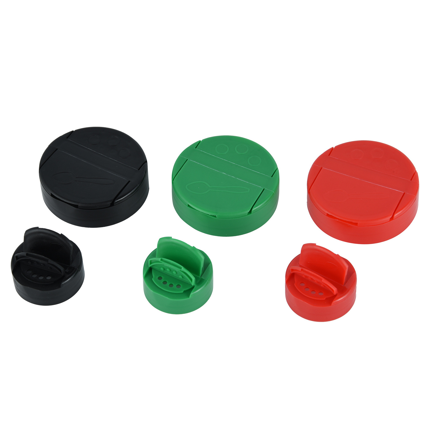 BPA free 53mm Flapper PP plastic flip top spice cap for PET empty pepper spice jar plastic lid butterfly shaker lid