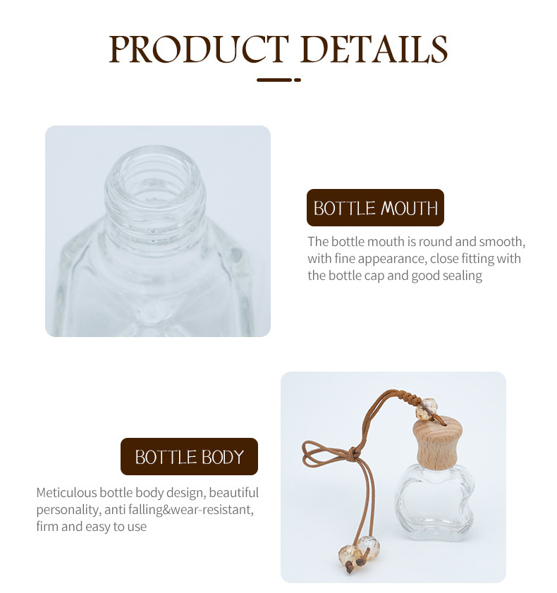 New Arrival 5Ml 8Ml 10Ml 15Ml Glass Wooden Cap Luxury Hanging Car Air Freshener Bottle Diffuser Car Custom Diffuser Bottle