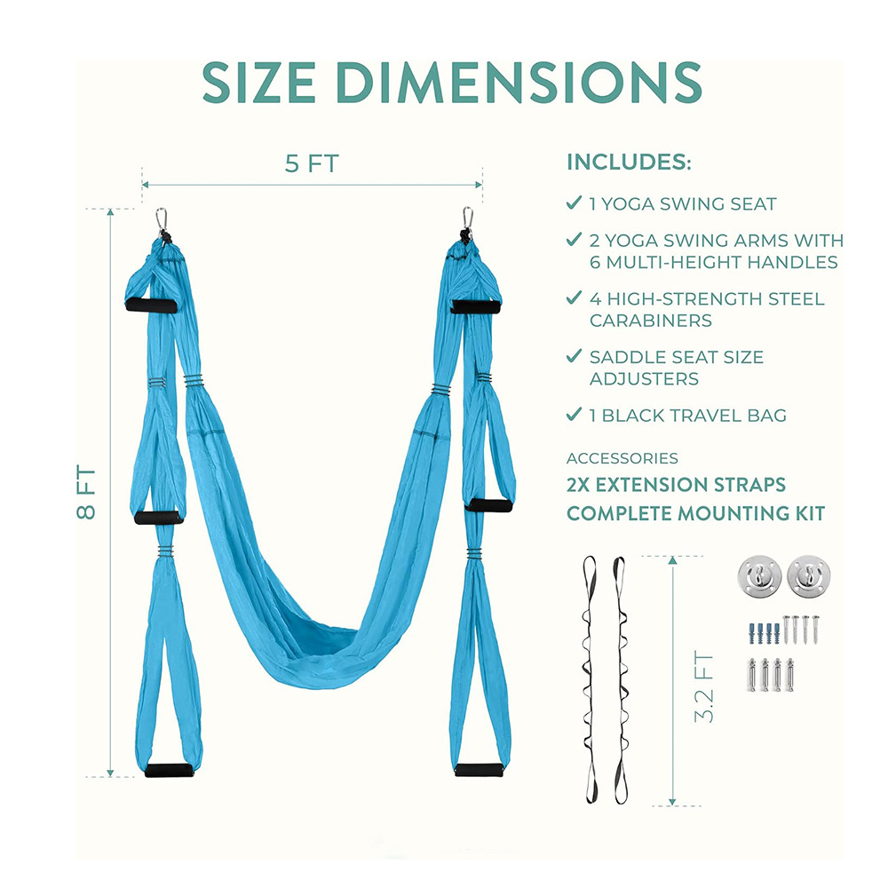 Custom Yoga Hammock 8ft Hanging Swing Aerial Yoga Flying Hammock Inversion Fly Kit Yoga Swing Set Ceiling Mount Accessories