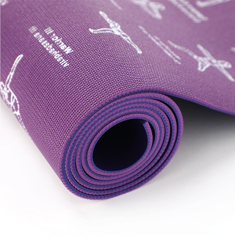 Fitness Yoga Mat Large 4mm Thick Non Slip PVC Exercise Mats Printed Yoga Poses for Pilates Workout Stretching Gym Essentials