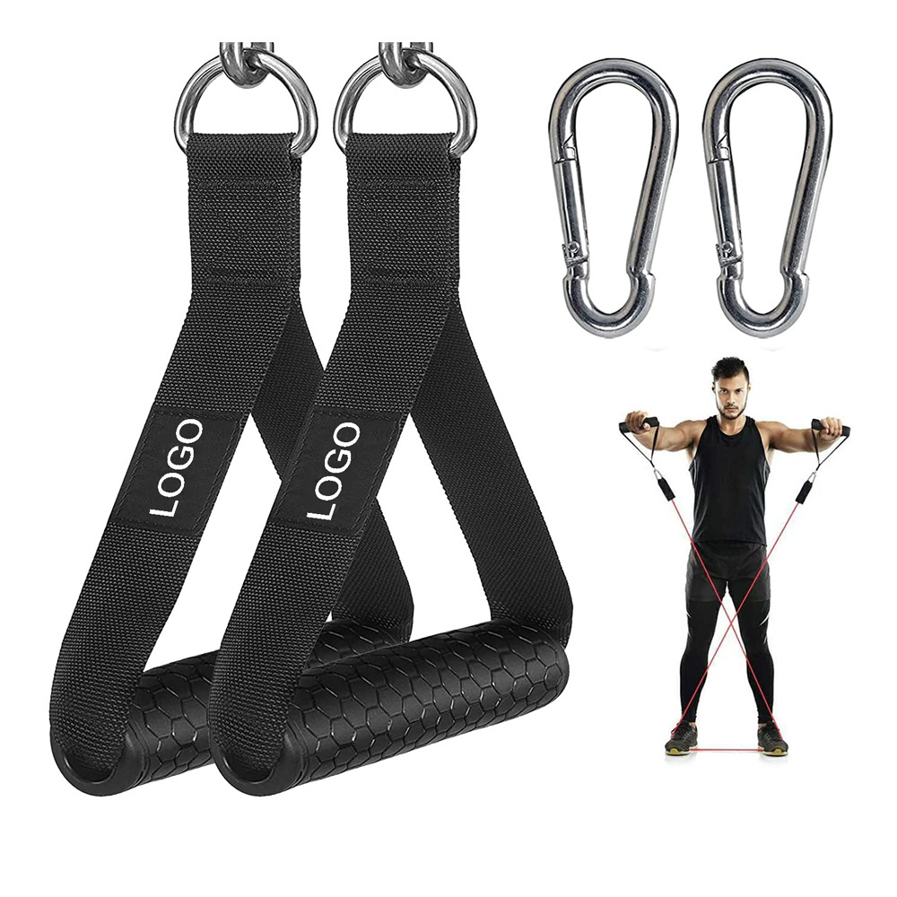 Home Gym Equipment Custom Logo Comfortable Heavy Duty Attachment 500lbs D Resistance Band Handles Pulleys LAT Pull down System