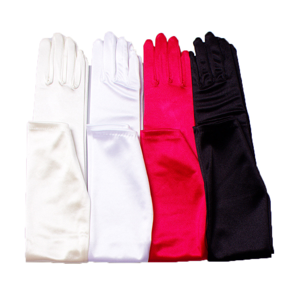 Height Quality Women Satin Finger Wedding Gloves 23