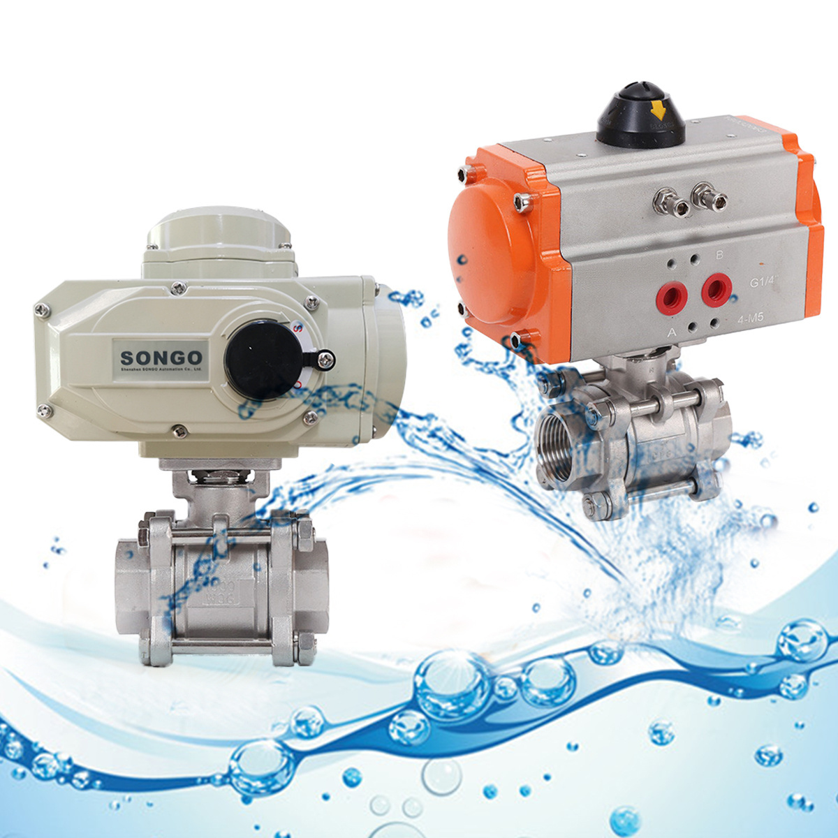 2 way motorized ball valve ss304 on/off  type 3 PCS stainless steel 316 12V 24V DC 220V DN32 Rotary Electric Actuator ball valve