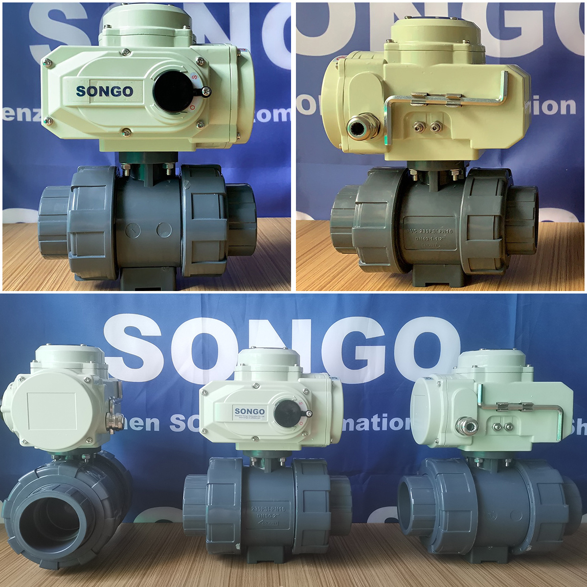 SONGO DN50 2 inch 12V DC 2 Way Waterproof Double Union UPVC PVC 50mm water Plastic Motorized Ball Valve with electric actuator