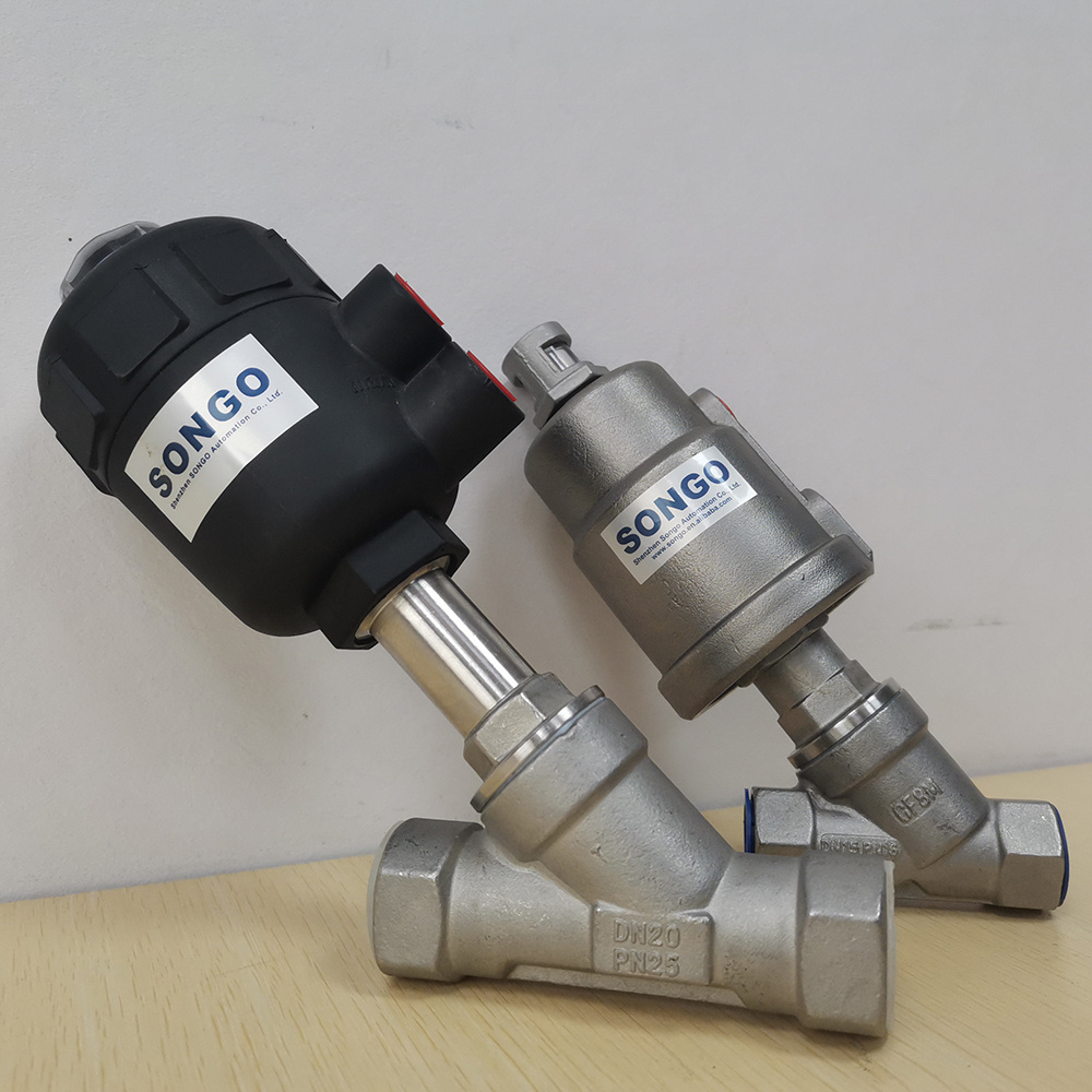 Stainless Steel 304 Double Acting Air Water Steam NPT thread Pneumatic Angle Seat Valve Air Control Angle Seat Valve