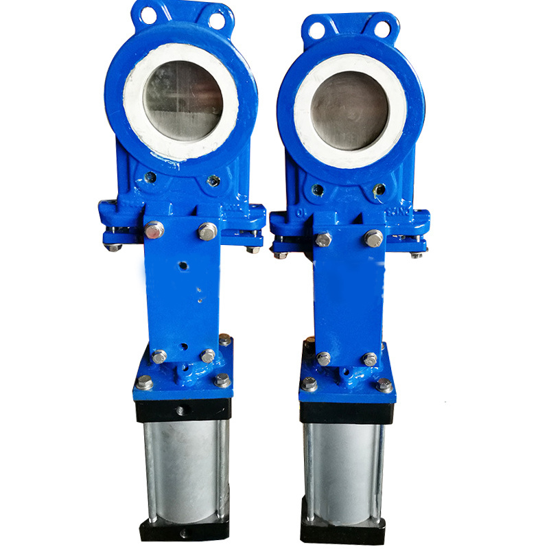 PN16 10inch Pneumatic Operated  Knife Gate Valve ptfe line cast steel Pneumatic Air Control flange wafer Knife Gate Valve