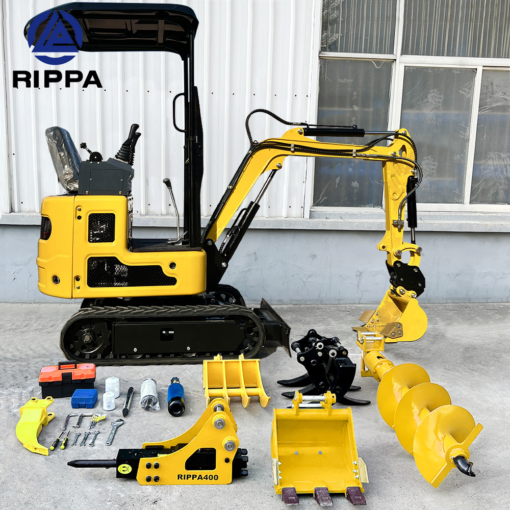 Rippa Wholesale Kubota Engine Minibagger 1 T 1.8 2T 3 Ton Micro Bagger Excavator Machine Mini Bagger