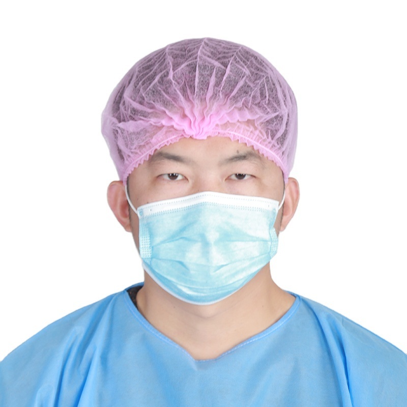 Hospital Bouffant Disposable non woven bouffant head cap Breathable Anti Dust Hair Net Cap PP Clip Caps Mop