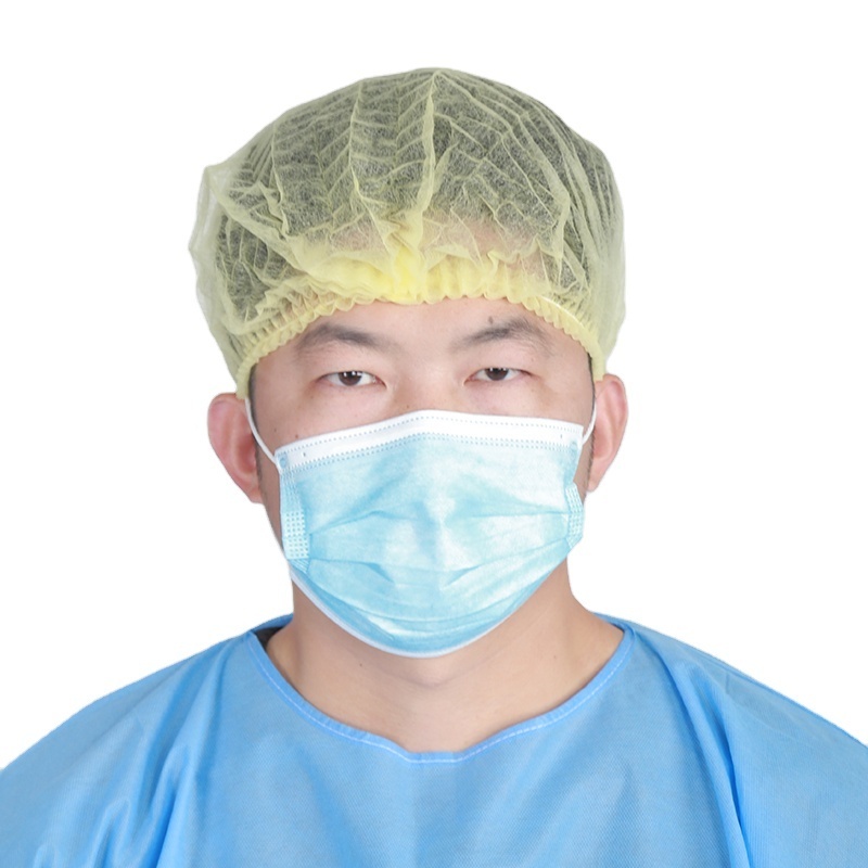 Hospital Bouffant Disposable non woven bouffant head cap Breathable Anti Dust Hair Net Cap PP Clip Caps Mop