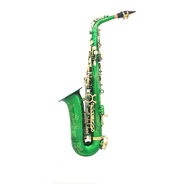 green plated body and gold lacquer alto saxophone