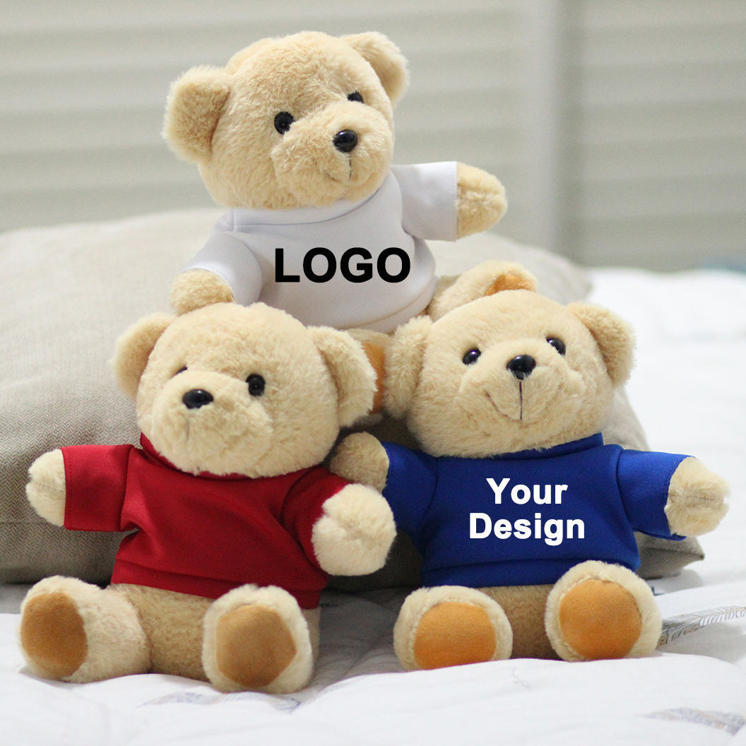 Songshan Toys Cheap Promotional Gifts white black shirt Custom Cute Stuffed Plush Bear Custom Logo Plush Teddy Bear with T-shirt